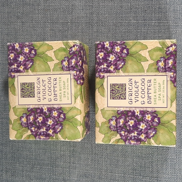 African Violet Cocoa Shea Butter Spa Bar Soap Set 10.5oz Bars Scented Bath Guest - Picture 2 of 4